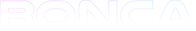 Large BONCA wordmark logo next to the section title about modern money platform